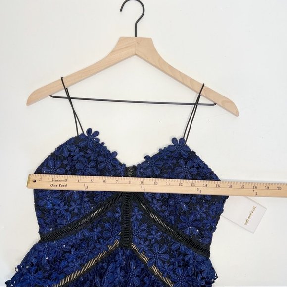 Sexy Blue Lace Bodice Side Split Midi Dress - Picture 12 of 17